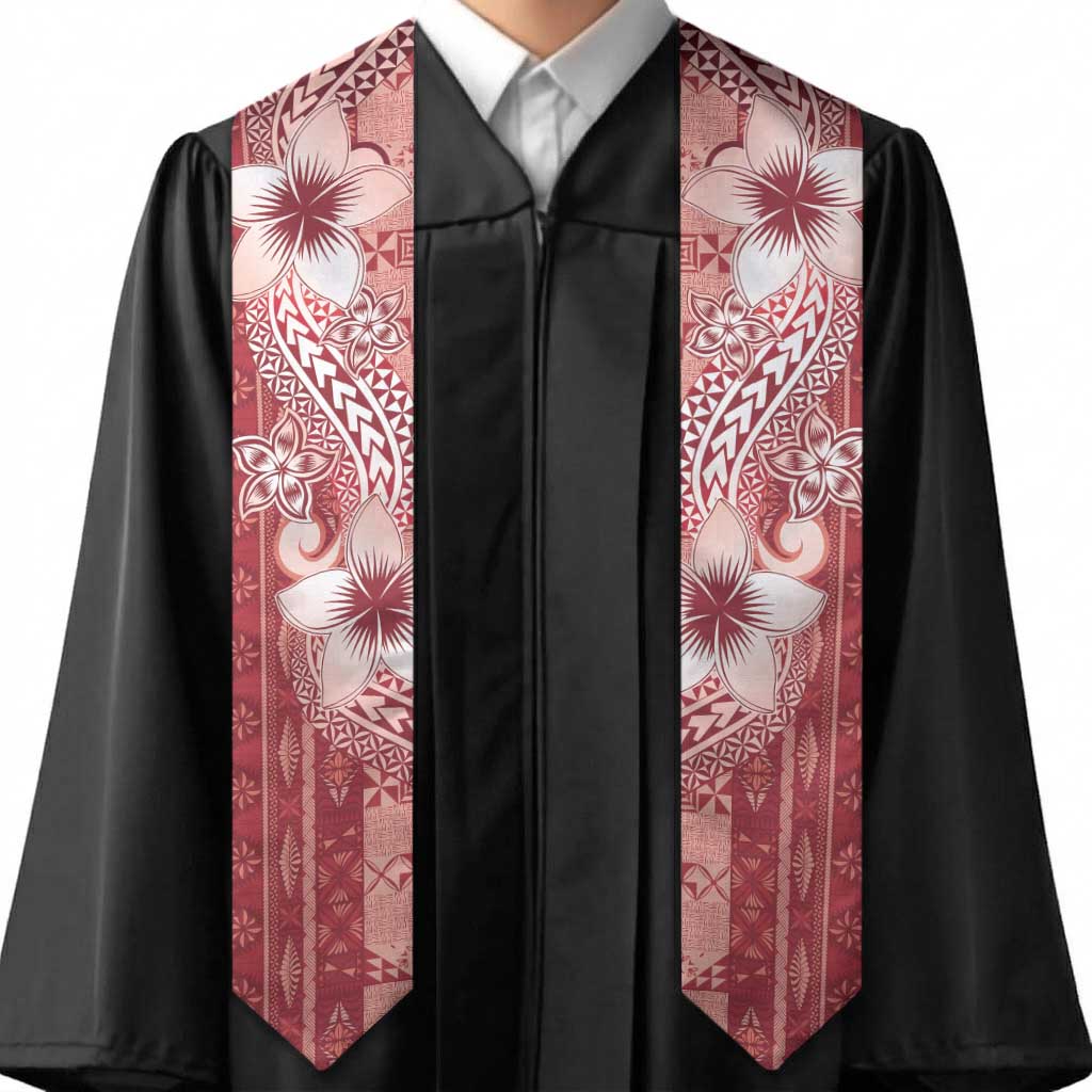 Tonga Kupesi Ngatu Graduation Stole Vintage Red Plumeria