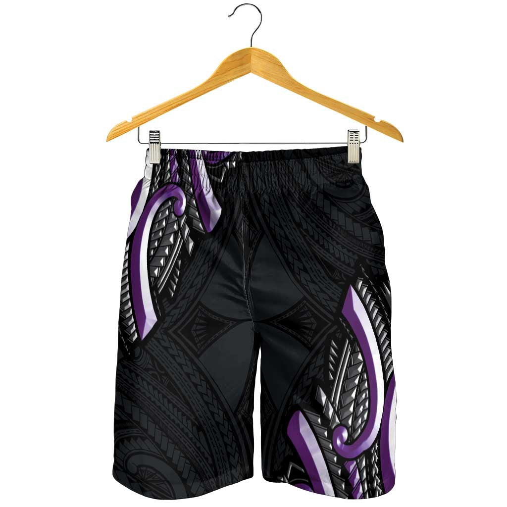 Traditional Art Hawaiian Kakau Tattoos Shorts for Men Purple Color - Polynesian Pride