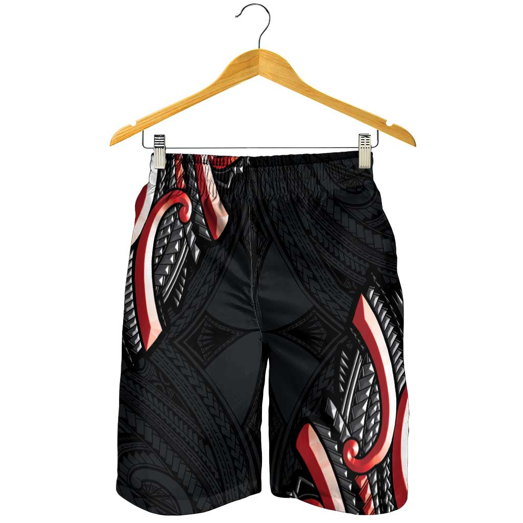 Traditional Art Hawaiian Kakau Tattoos Shorts for Men Red Color - Polynesian Pride