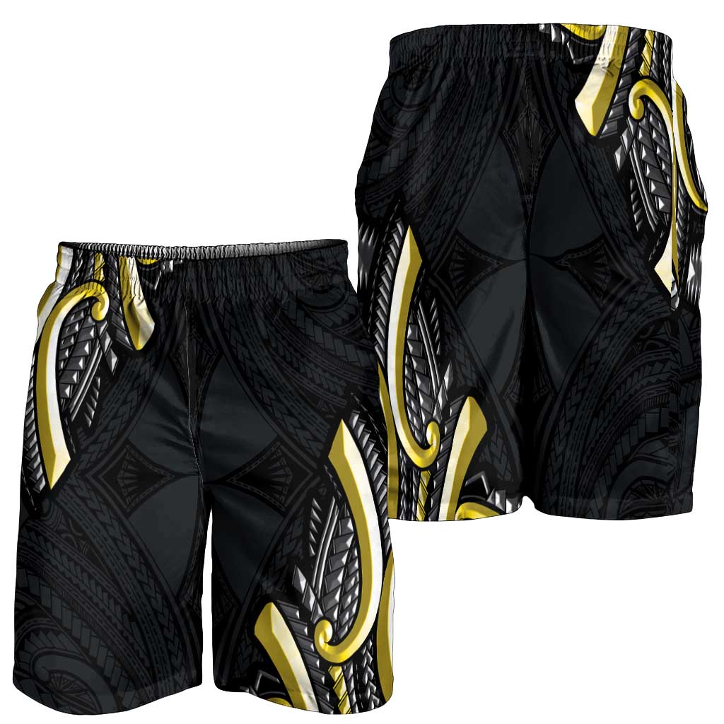 Traditional Art Hawaiian Kakau Tattoos Shorts for Men Yellow Color - Polynesian Pride