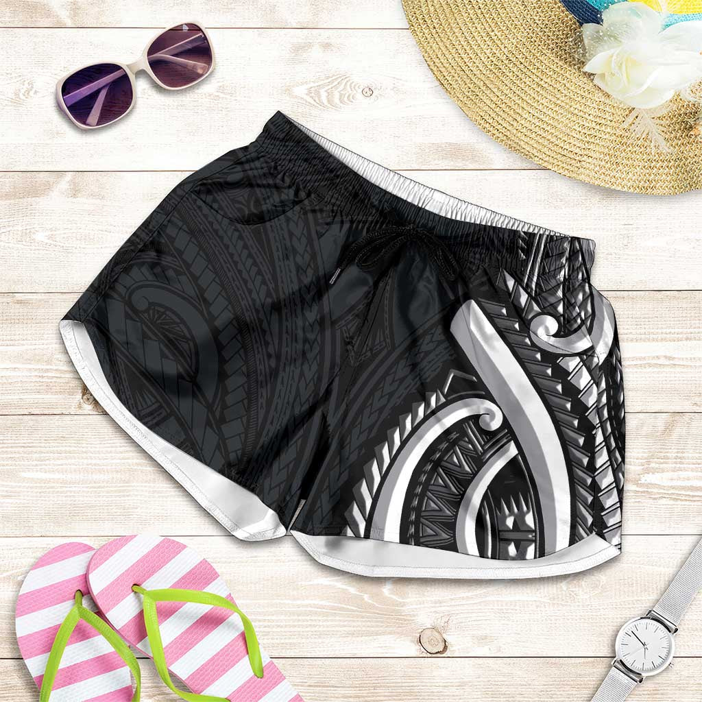 Traditional Art Hawaiian Kakau Tattoos Shorts for Women White LT03