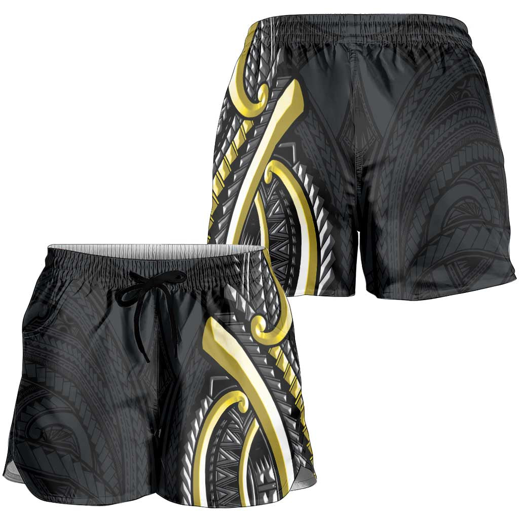 Traditional Art Hawaiian Kakau Tattoos Shorts for Women Yellow Color LT03 - Polynesian Pride
