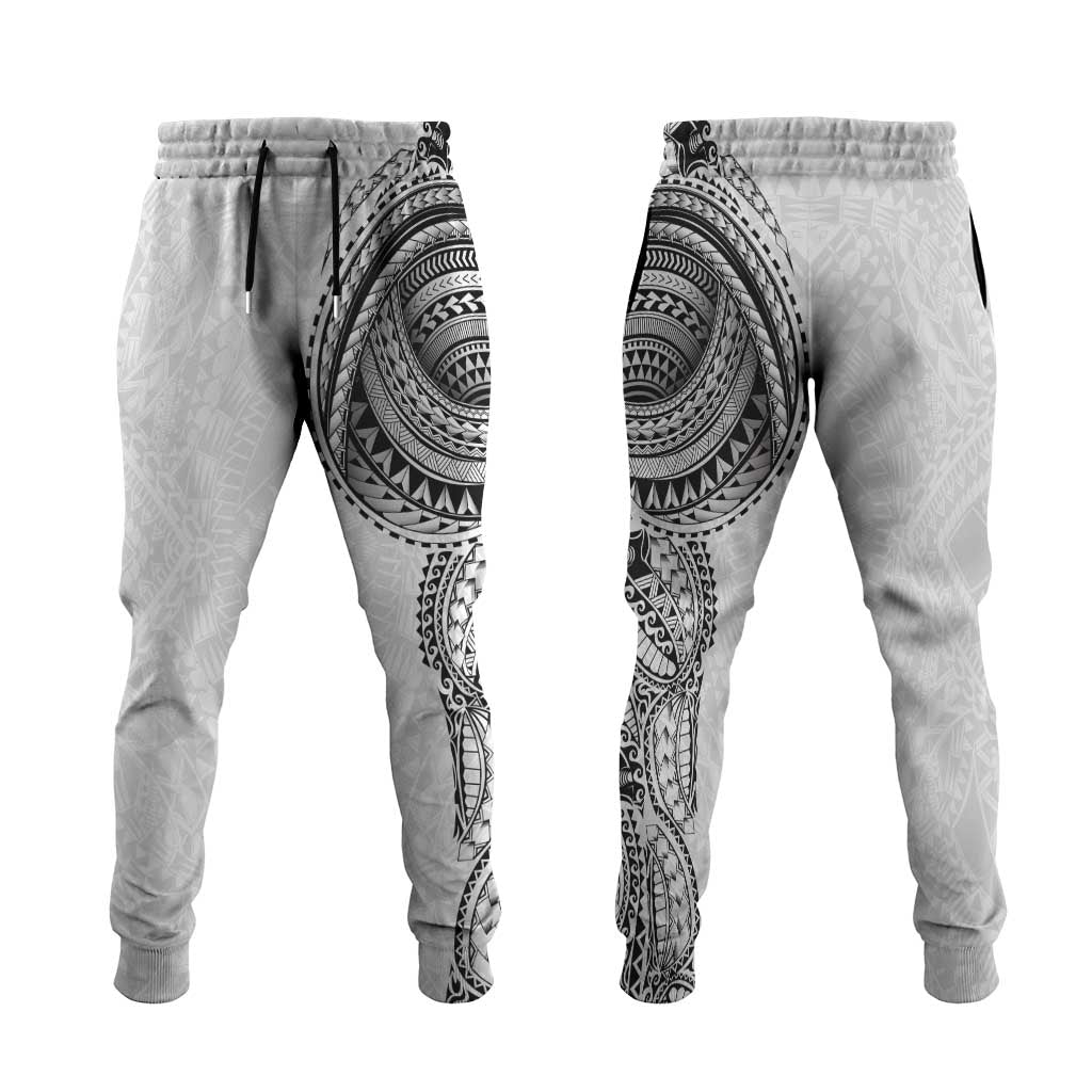 Traditional Polynesian Art Tattoos Jogger Pants White Color - Polynesian Pride