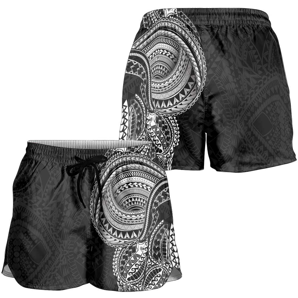 Traditional Polynesian Art Tattoos Shorts for Women Black Color - Polynesian Pride
