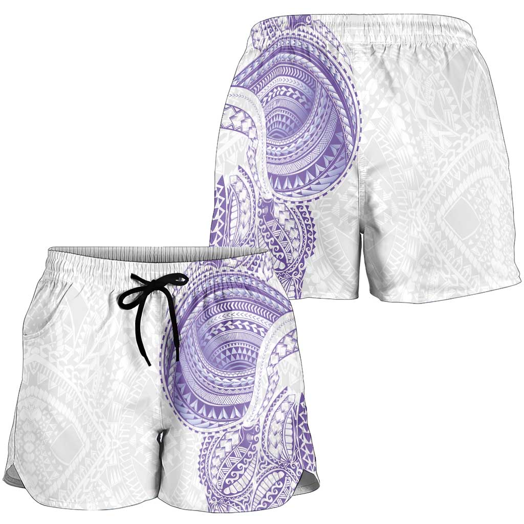 Traditional Polynesian Art Tattoos Shorts for Women Purple Color - Polynesian Pride