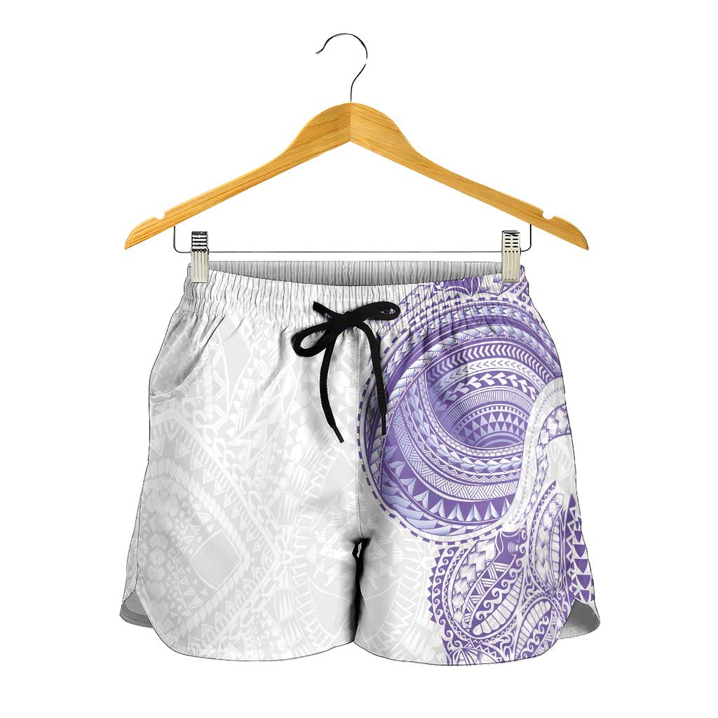 Traditional Polynesian Art Tattoos Shorts for Women Purple Color - Polynesian Pride