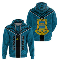 Tuvalu Hoodie Tuvalu Flag Coat of Arms Polyneisan Tattoo Blue - Polynesian Pride