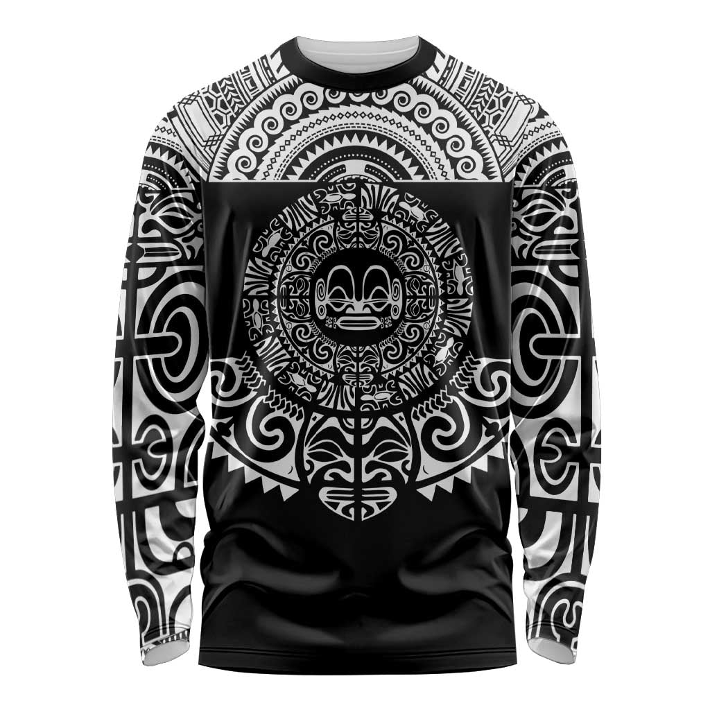 Marquesas Islands Long Sleeve Shirt Marquesan Tattoo Simplified Version - Black LT8