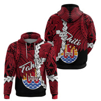 Tahiti Polynesian Hoodie Tribal Wave Tattoo Flag Style