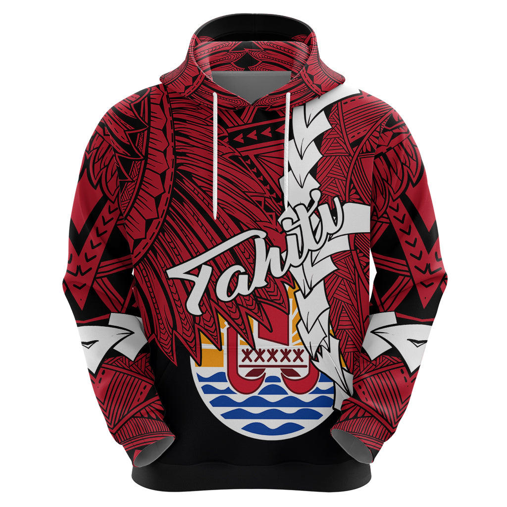 Tahiti Polynesian Hoodie Tribal Wave Tattoo Flag Style