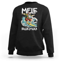 Mele Kalikimaka Tropical Hawaiian Christmas in Hawaii Surfing Santa Sweatshirt TS02 Black - Polynesian Pride
