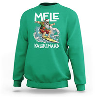 Mele Kalikimaka Tropical Hawaiian Christmas in Hawaii Surfing Santa Sweatshirt TS02 Irish Green - Polynesian Pride
