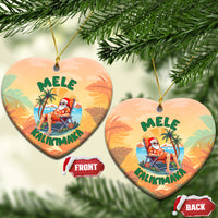 Hawaiian Christmas Ceramic Ornament Mele Kalikimaka Tropical Xmas in Hawaii Sunbath Santa TS02 Heart Orange - Polynesian Pride
