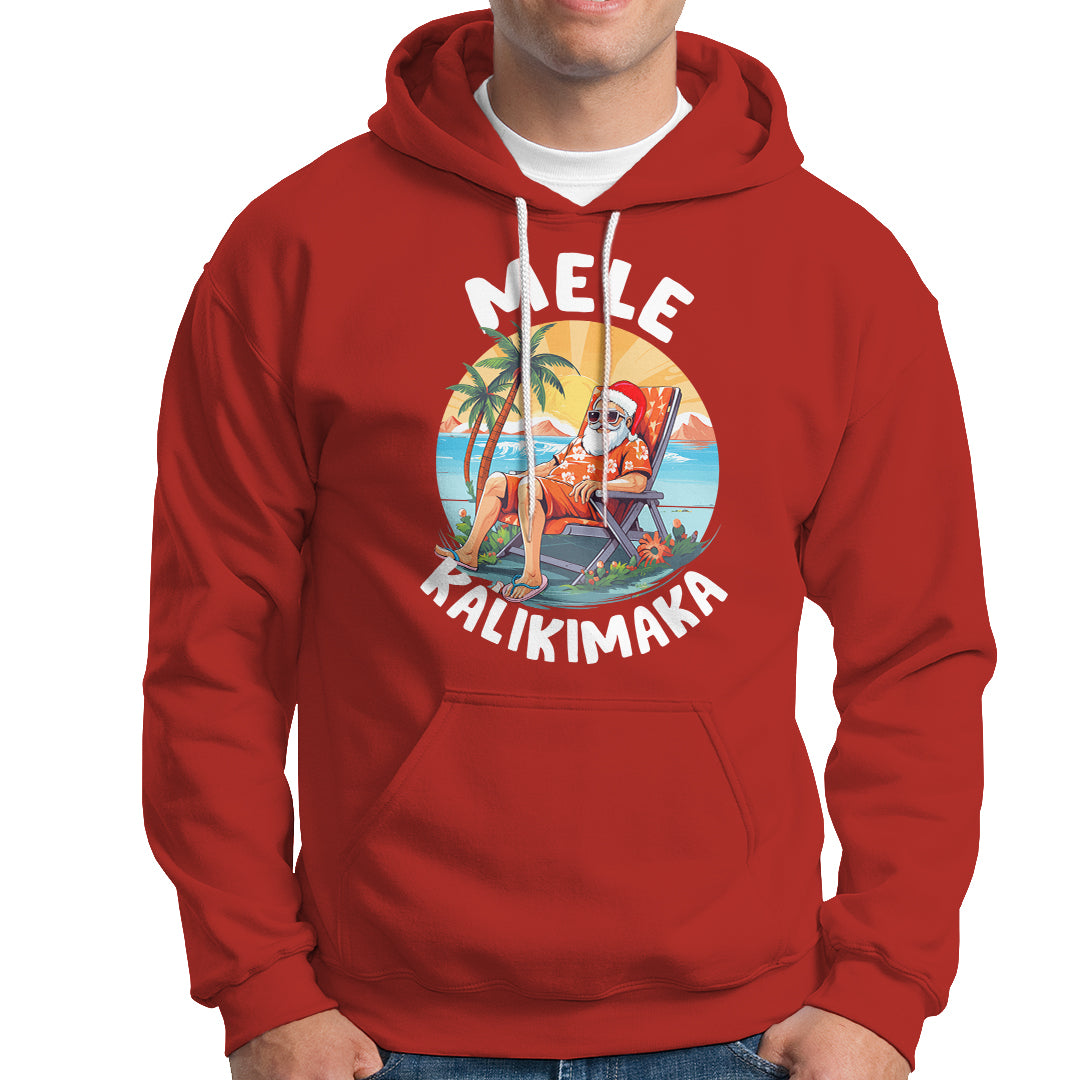 Mele Kalikimaka Tropical Hawaiian Christmas in Hawaii Sunbath Santa Hoodie TS02 Red - Polynesian Pride