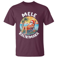 Mele Kalikimaka Tropical Hawaiian Christmas in Hawaii Sunbath Santa T Shirt TS02 Maroon - Polynesian Pride