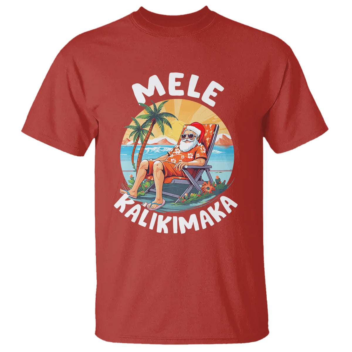 Mele Kalikimaka Tropical Hawaiian Christmas in Hawaii Sunbath Santa T Shirt TS02 Red - Polynesian Pride