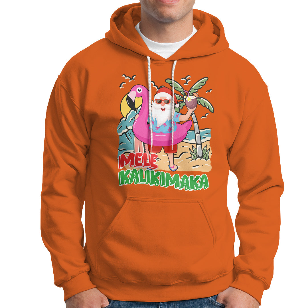 Mele Kalikimaka Tropical Hawaiian Christmas in Hawaii Beach Santa Hoodie TS02 Orange - Polynesian Pride