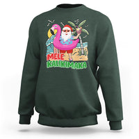 Mele Kalikimaka Tropical Hawaiian Christmas in Hawaii Beach Santa Sweatshirt TS02 Dark Forest Green - Polynesian Pride