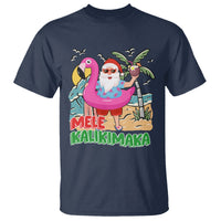 Mele Kalikimaka Tropical Hawaiian Christmas in Hawaii Beach Santa T Shirt TS02 Navy - Polynesian Pride