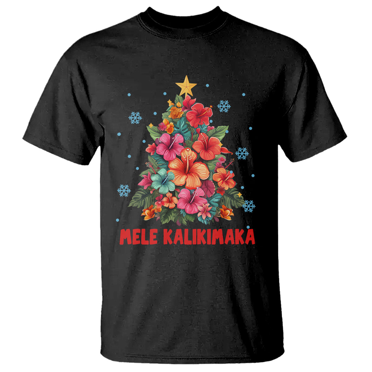 Tropical Hawaiian Hibiscus Christmas Tree Mele Kalikimaka T Shirt TS02 Black - Polynesian Pride