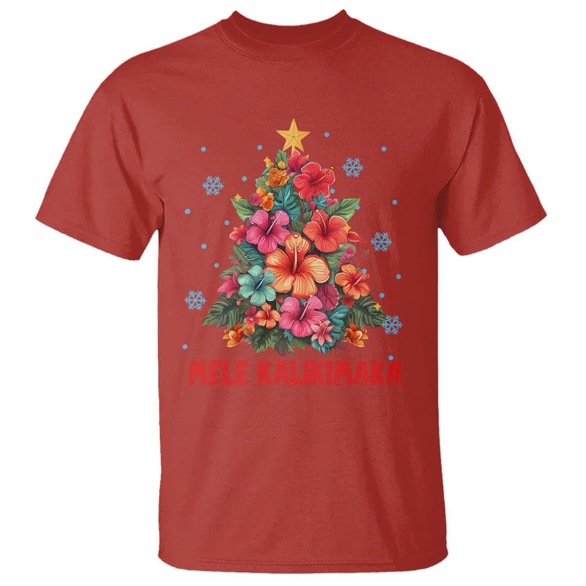 Tropical Hawaiian Hibiscus Christmas Tree Mele Kalikimaka T Shirt TS02 Red - Polynesian Pride