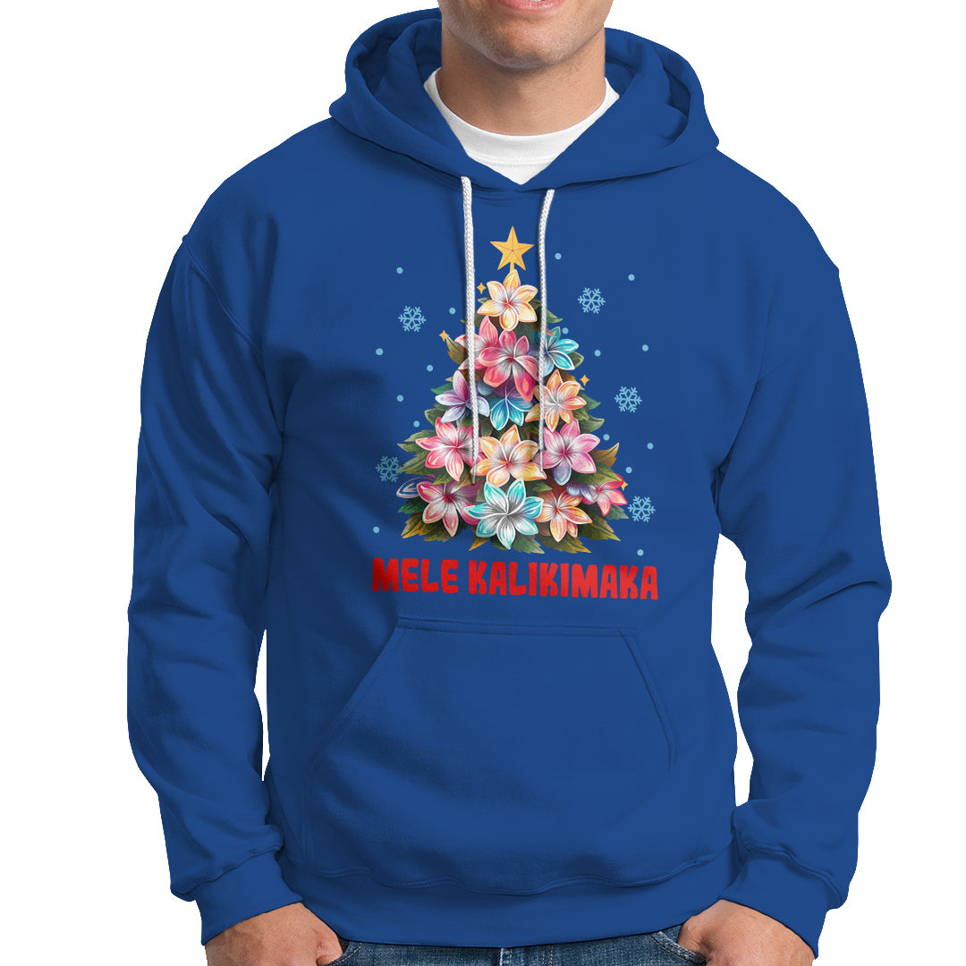 Tropical Hawaiian Plumeria Christmas Tree Mele Kalikimaka Hoodie TS02 Royal Blue - Polynesian Pride