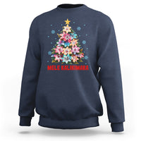 Tropical Hawaiian Plumeria Christmas Tree Mele Kalikimaka Sweatshirt TS02 Navy - Polynesian Pride