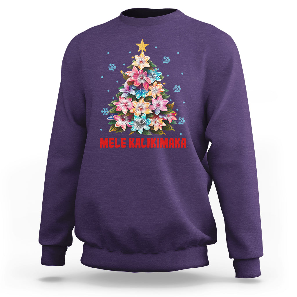 Tropical Hawaiian Plumeria Christmas Tree Mele Kalikimaka Sweatshirt TS02 Purple - Polynesian Pride