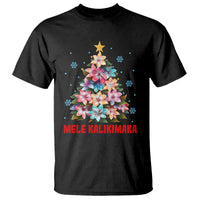 Tropical Hawaiian Plumeria Christmas Tree Mele Kalikimaka T Shirt TS02 Black - Polynesian Pride