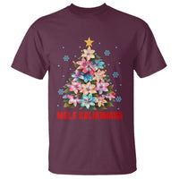 Tropical Hawaiian Plumeria Christmas Tree Mele Kalikimaka T Shirt TS02 Maroon - Polynesian Pride