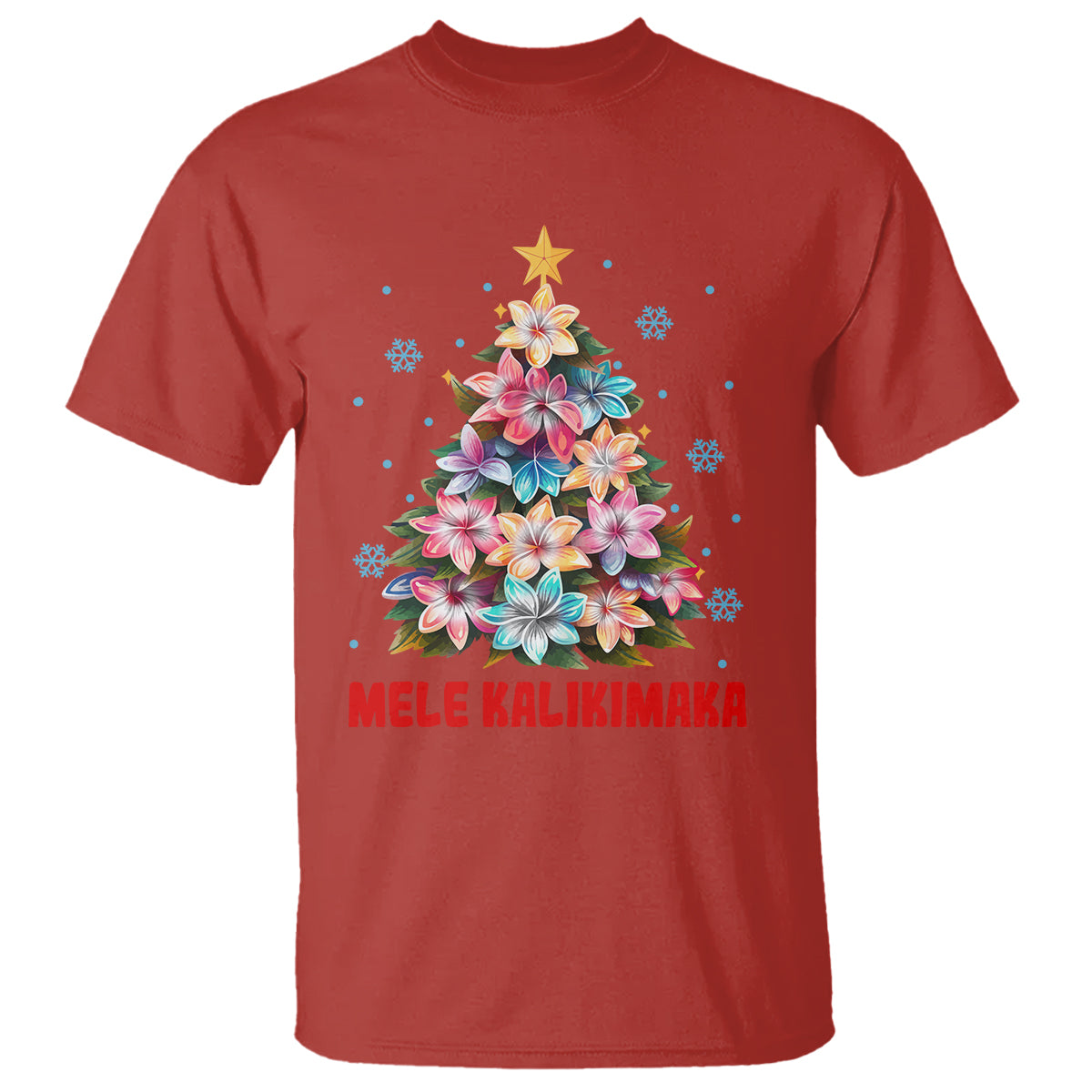 Tropical Hawaiian Plumeria Christmas Tree Mele Kalikimaka T Shirt TS02 Red - Polynesian Pride