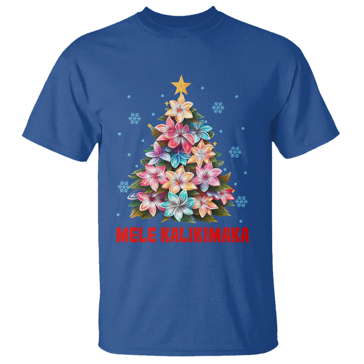 Tropical Hawaiian Plumeria Christmas Tree Mele Kalikimaka T Shirt TS02 Royal Blue - Polynesian Pride
