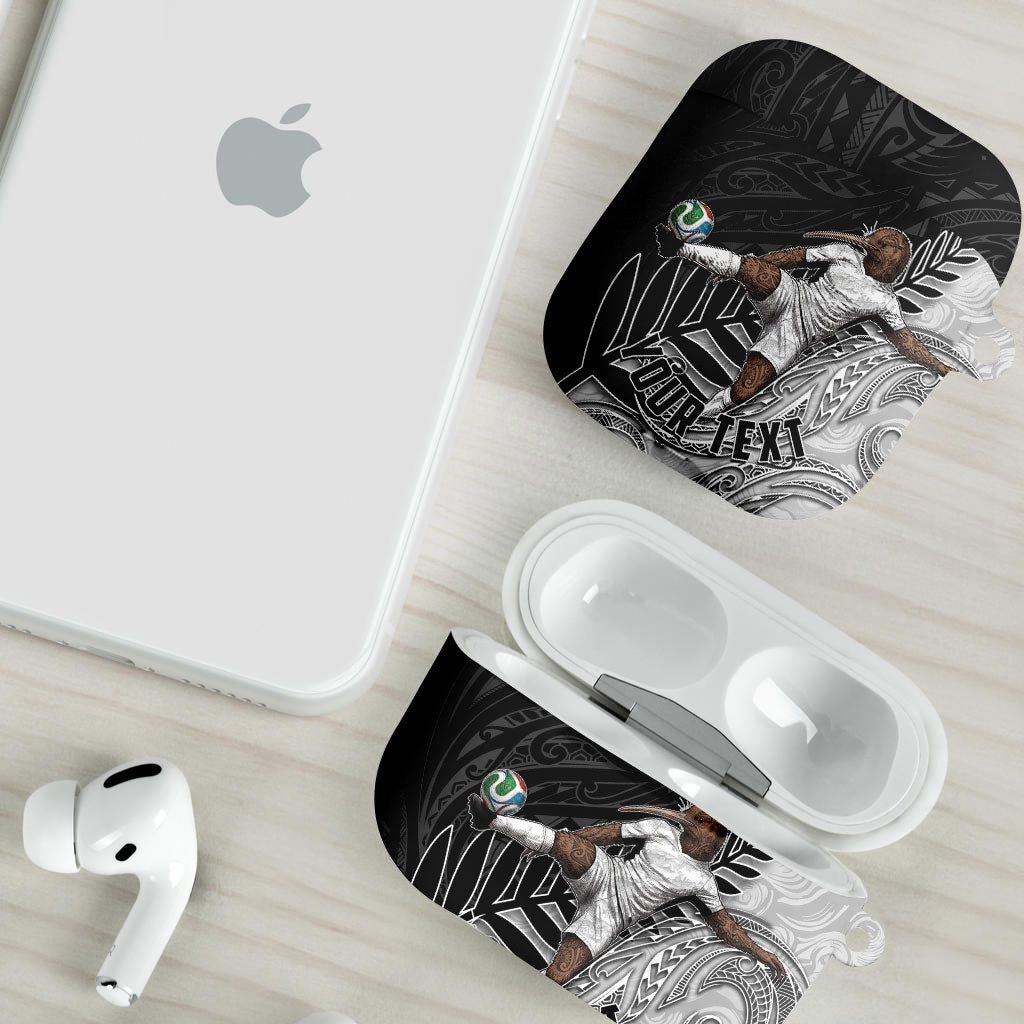 Personalized New Zealand Football AirPods Case Kiwi Mascot with Silver Fern - Maori Tribal Tattoo Art