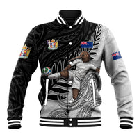 Personalized New Zealand Football Baseball Jacket Kiwi Mascot with Silver Fern - Maori Tribal Tattoo Art