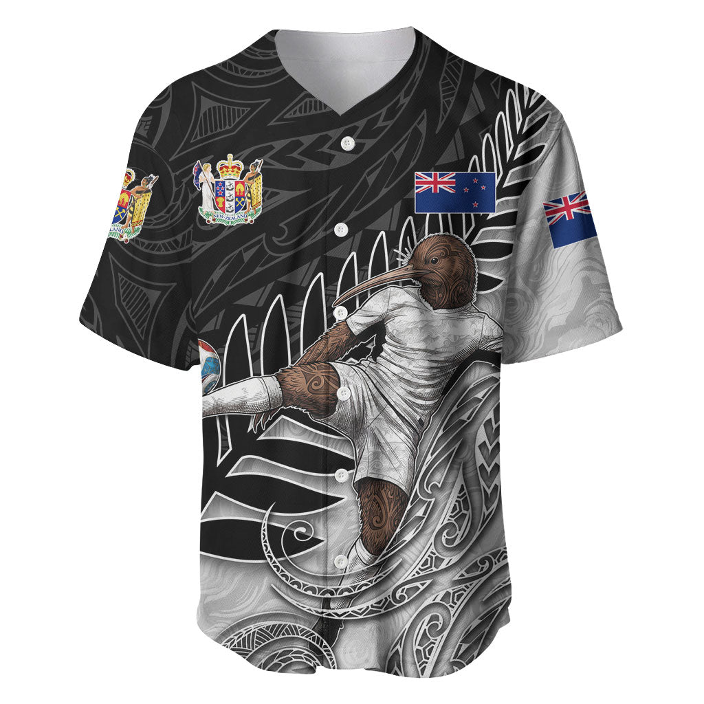 Personalized New Zealand Football Baseball Jersey Kiwi Mascot with Silver Fern - Maori Tribal Tattoo Art