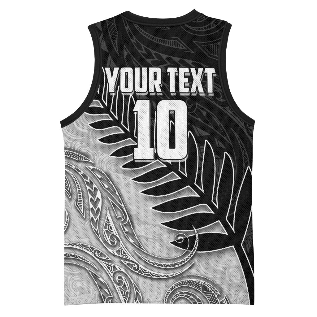Personalized New Zealand Football Basketball Jersey Kiwi Mascot with Silver Fern - Maori Tribal Tattoo Art