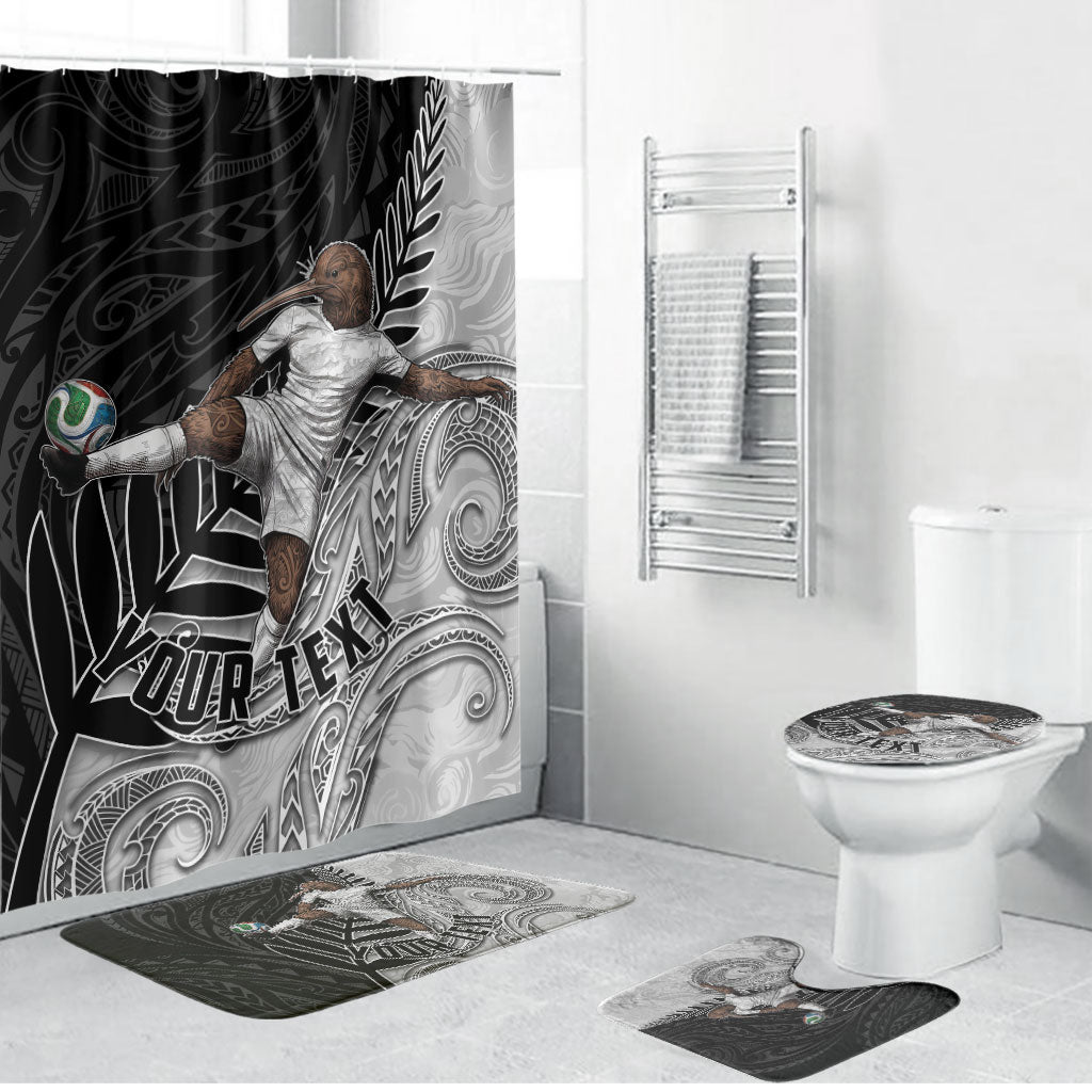 Personalized New Zealand Football Bathroom Set Kiwi Mascot with Silver Fern - Maori Tribal Tattoo Art