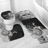 Personalized New Zealand Football Bathroom Set Kiwi Mascot with Silver Fern - Maori Tribal Tattoo Art