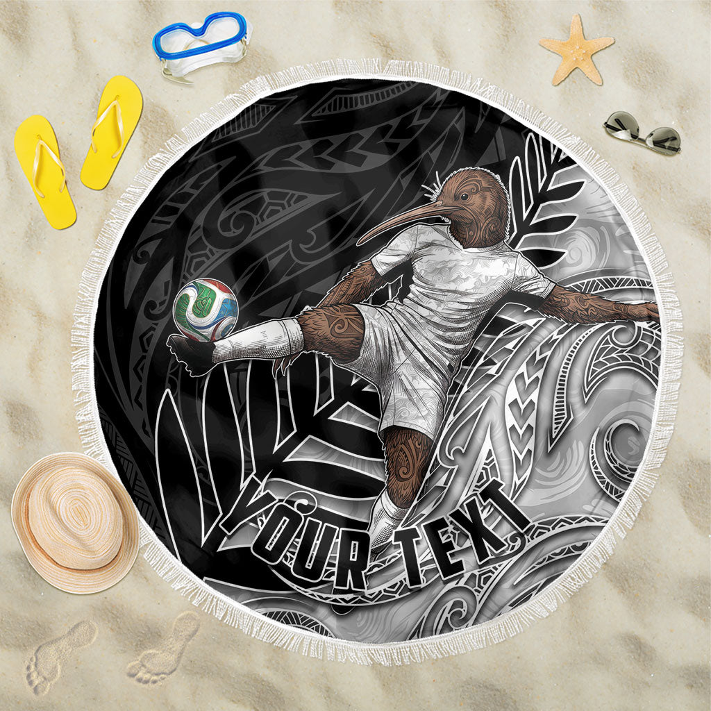 Personalized New Zealand Football Beach Blanket Kiwi Mascot with Silver Fern - Maori Tribal Tattoo Art