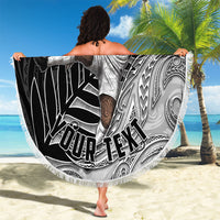 Personalized New Zealand Football Beach Blanket Kiwi Mascot with Silver Fern - Maori Tribal Tattoo Art