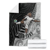 Personalized New Zealand Football Blanket Kiwi Mascot with Silver Fern - Maori Tribal Tattoo Art