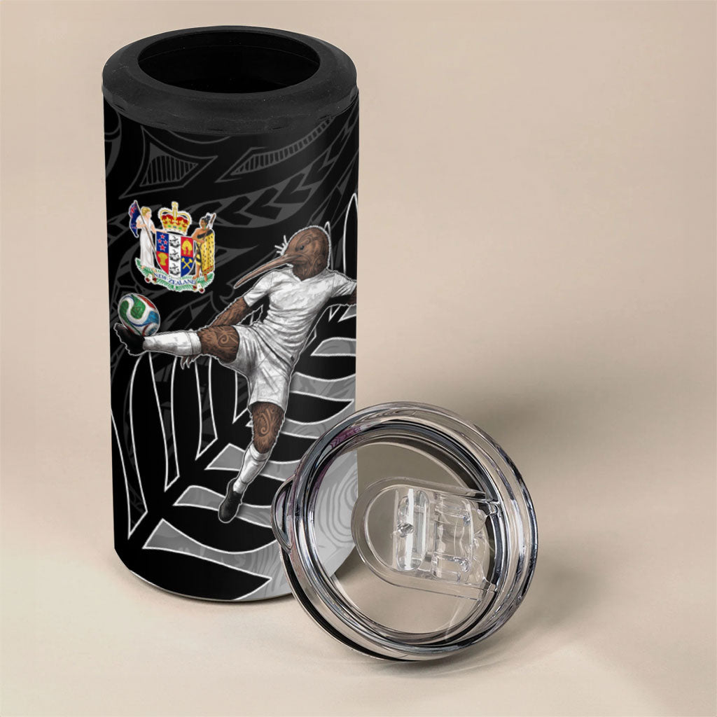 Personalized New Zealand Football 4 in 1 Can Cooler Tumbler Kiwi Mascot with Silver Fern - Maori Tribal Tattoo Art TS04 - Polynesian Pride