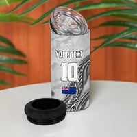 Personalized New Zealand Football 4 in 1 Can Cooler Tumbler Kiwi Mascot with Silver Fern - Maori Tribal Tattoo Art TS04 - Polynesian Pride