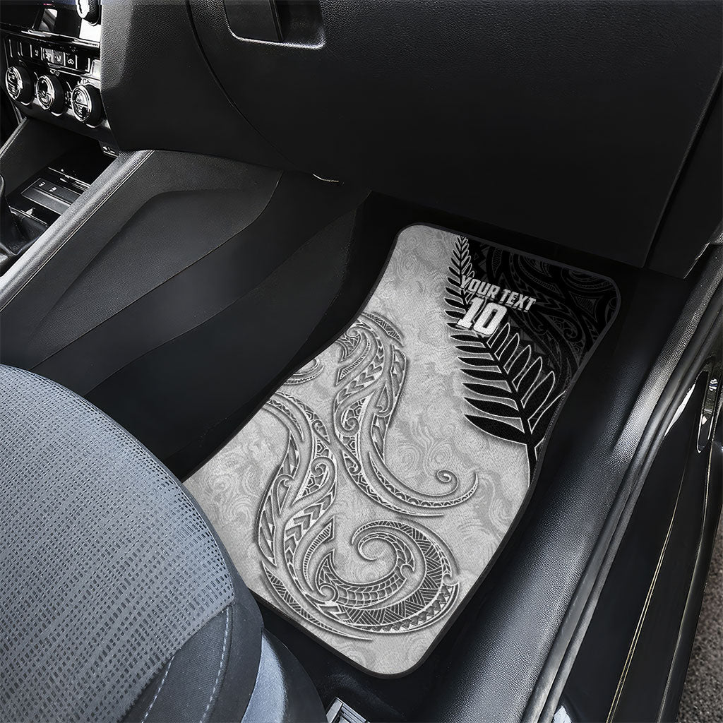 Personalized New Zealand Football Car Mats Kiwi Mascot with Silver Fern - Maori Tribal Tattoo Art
