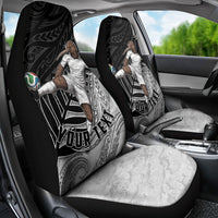 Personalized New Zealand Football Car Seat Cover Kiwi Mascot with Silver Fern - Maori Tribal Tattoo Art
