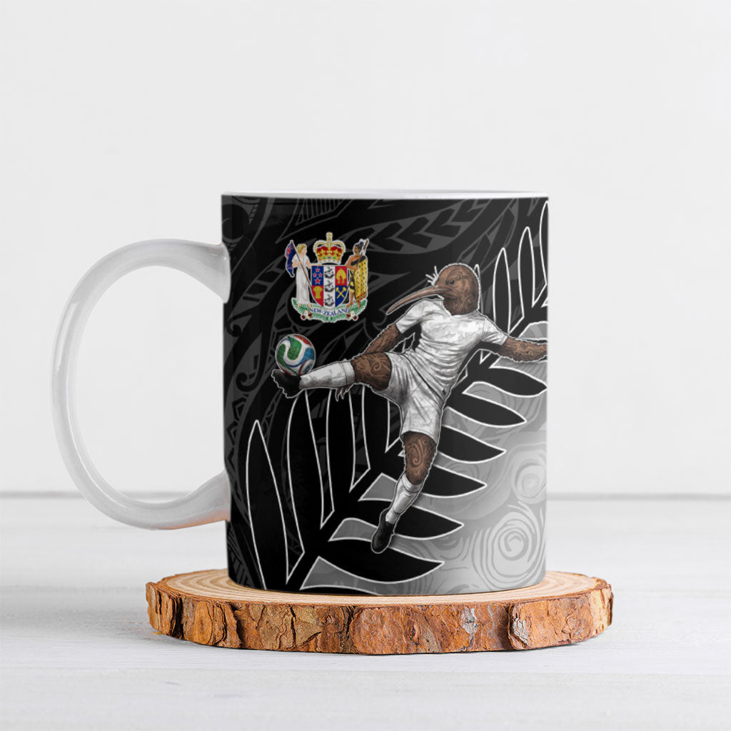 Personalized New Zealand Football Ceramic Mug Kiwi Mascot with Silver Fern - Maori Tribal Tattoo Art