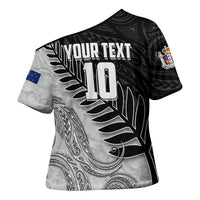 Personalized New Zealand Football Cross Shoulder Shirt Kiwi Mascot with Silver Fern - Maori Tribal Tattoo Art