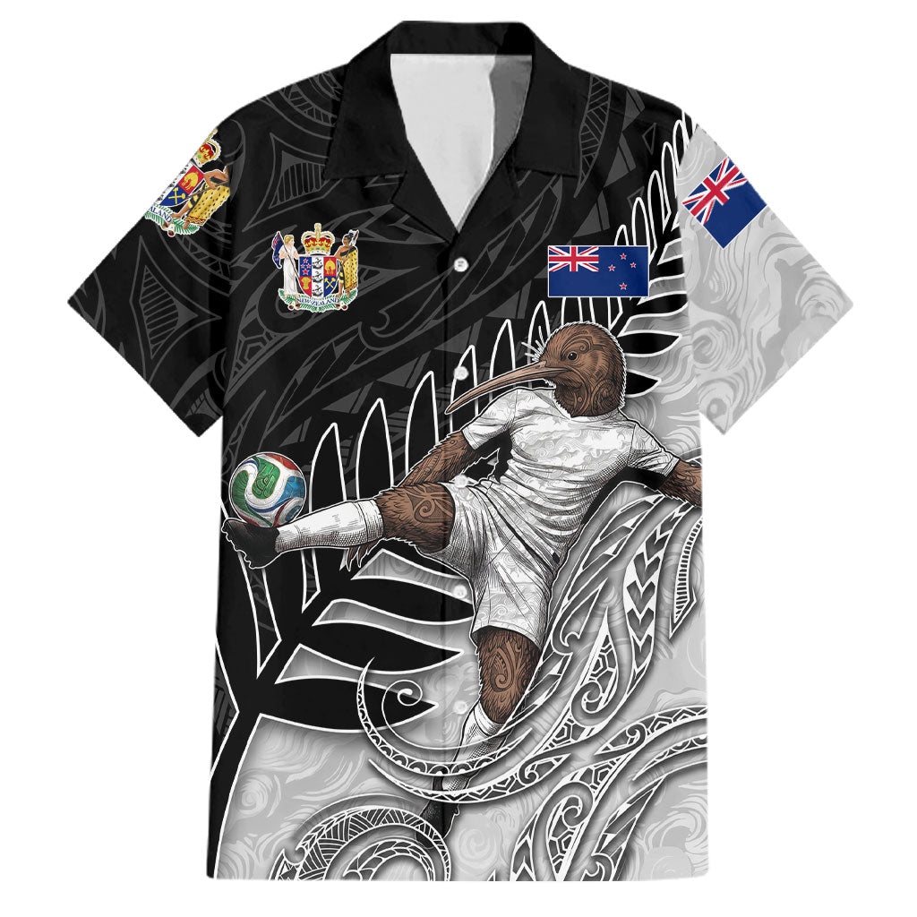Personalized New Zealand Football Family Matching Off The Shoulder Long Sleeve Dress and Hawaiian Shirt Kiwi Mascot with Silver Fern - Maori Tribal Tattoo Art