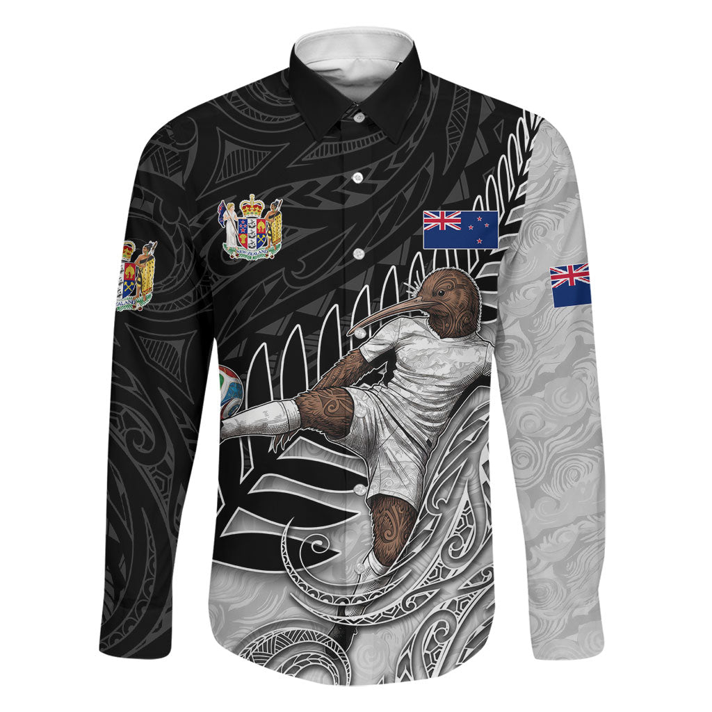 Personalized New Zealand Football Family Matching Off Shoulder Maxi Dress and Hawaiian Shirt Kiwi Mascot with Silver Fern - Maori Tribal Tattoo Art