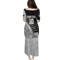 Personalized New Zealand Football Family Matching Puletasi and Hawaiian Shirt Kiwi Mascot with Silver Fern - Maori Tribal Tattoo Art